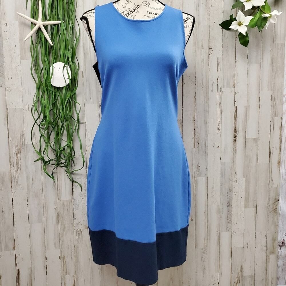 Kenneth Cole Sheath Dress Blue Black Size Large